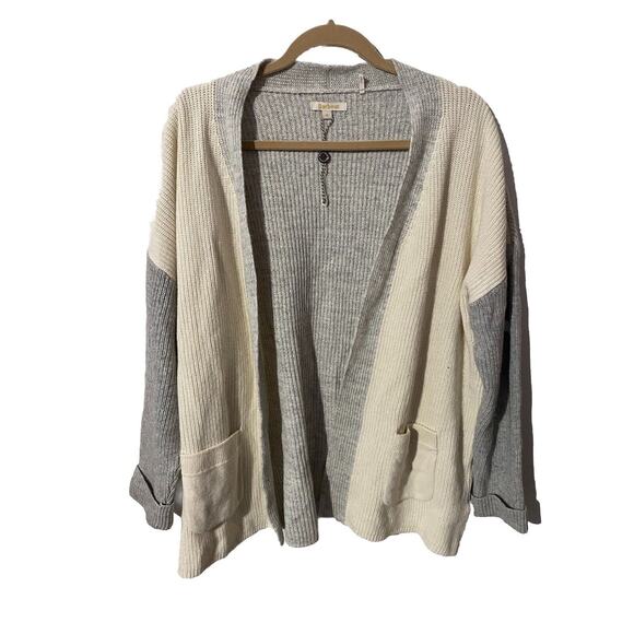 Barbour Wool Blend Cardigan EUC Size Medium Grey Cream - Picture 1 of 5